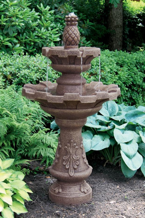 57" Two Tier Fluted Fountain with Pineapple Finial