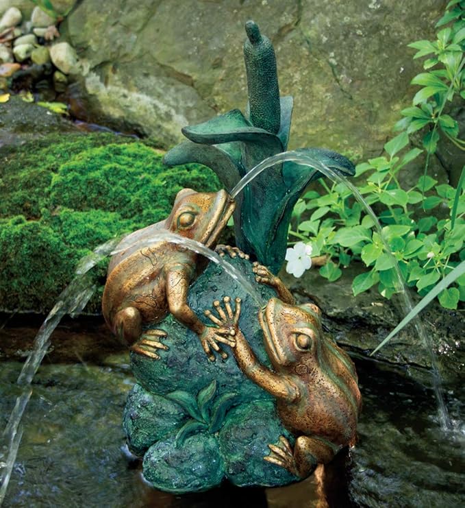 Double Frog With Cattail Spitter – The Gardens Nursery