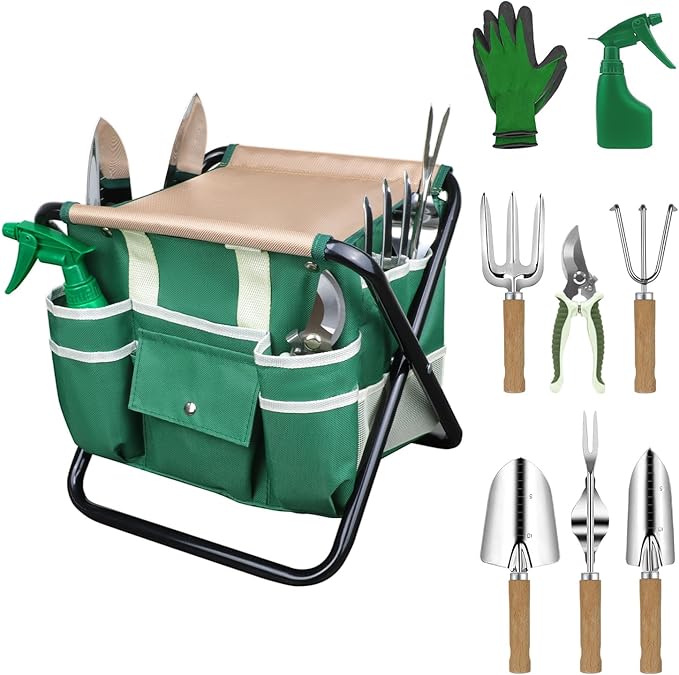 Folding Stool Garden Set - 10pc