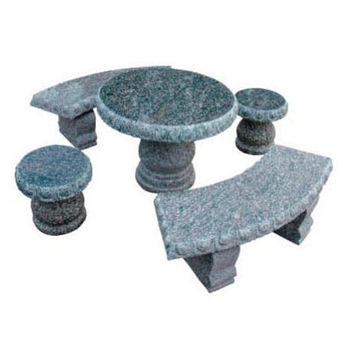 Peacock green granite table with 4 seats Diameter 32" (80cm)