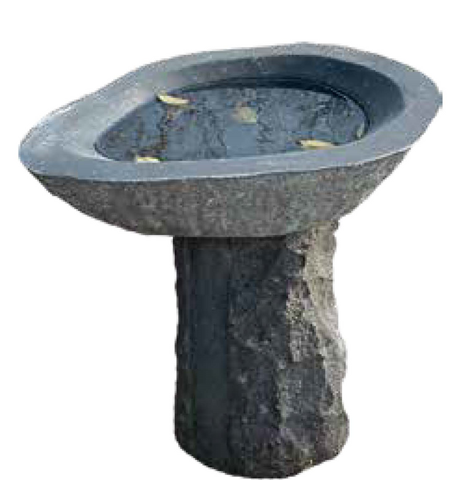 Black Granite Boulder Birdbath height 12" (30cm)