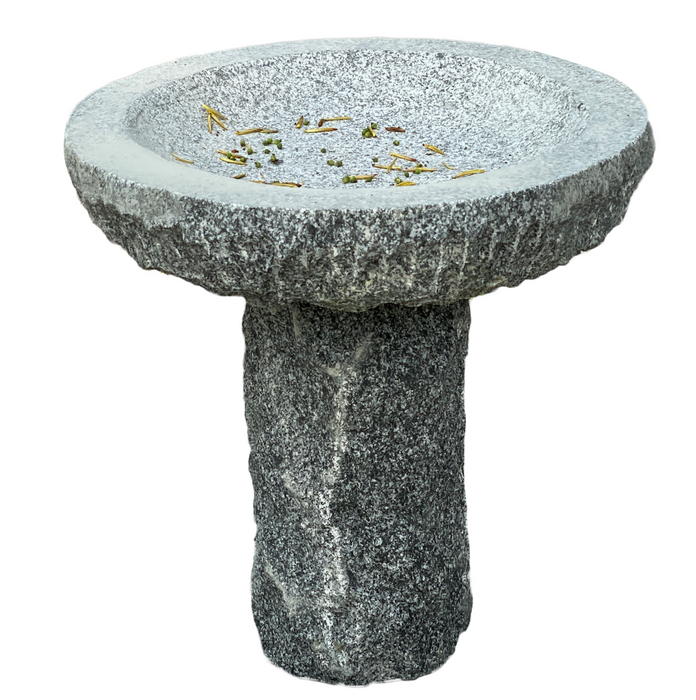 Dark Gray Granite Birdbath Height 15" (40cm)