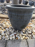 Small Round Glazed Blue Green Pot