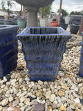 Small Square Glazed Blue Pot