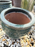 Small Round Glazed Dark Green Pot