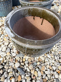 Small Round Glazed Dark Green Pot