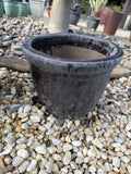 Small Round Glazed Dark Brown