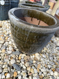 Small Round Glazed Dark Green Pot