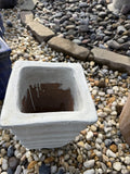 Small Square Glazed White Pot
