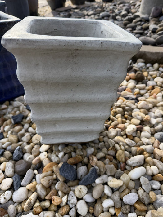 Small Square Glazed White Pot