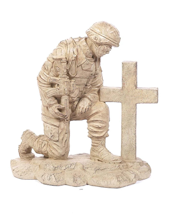 Statue - Kneeling Soldier at Cross