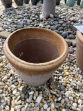 Small Round Glazed Light Brown Pot