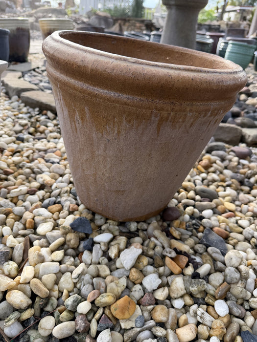 Small Round Glazed Light Brown Pot