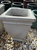 Medium Square Tall Glazed White Pot