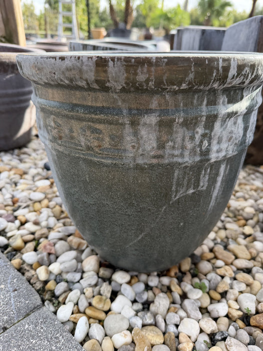 Medium Round Glazed Dark Green Pot
