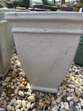 Medium Square Tall Glazed White Pot