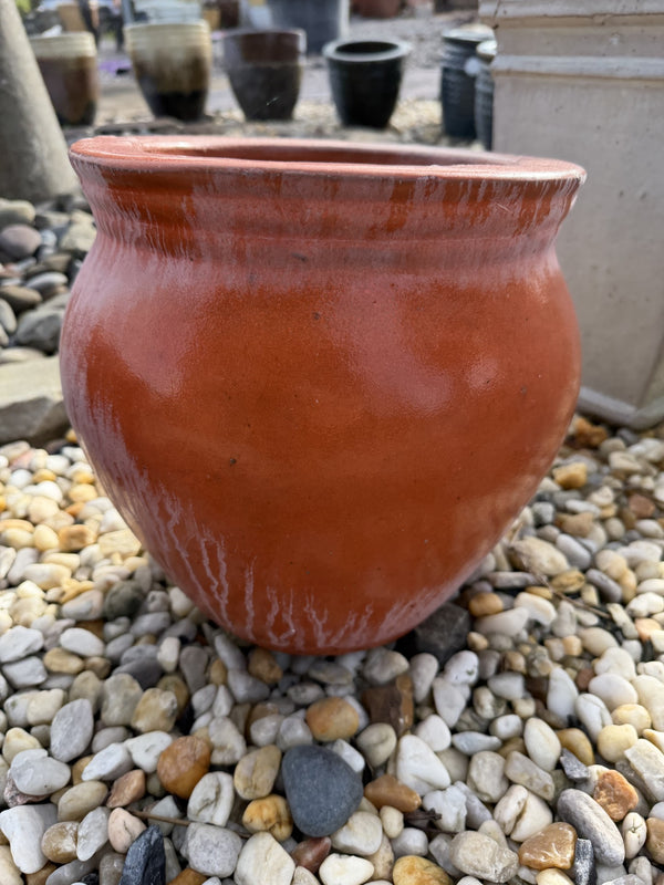 Small Round Glazed Orange Pot