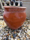 Small Round Glazed Orange Pot