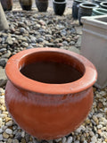 Small Round Glazed Orange Pot