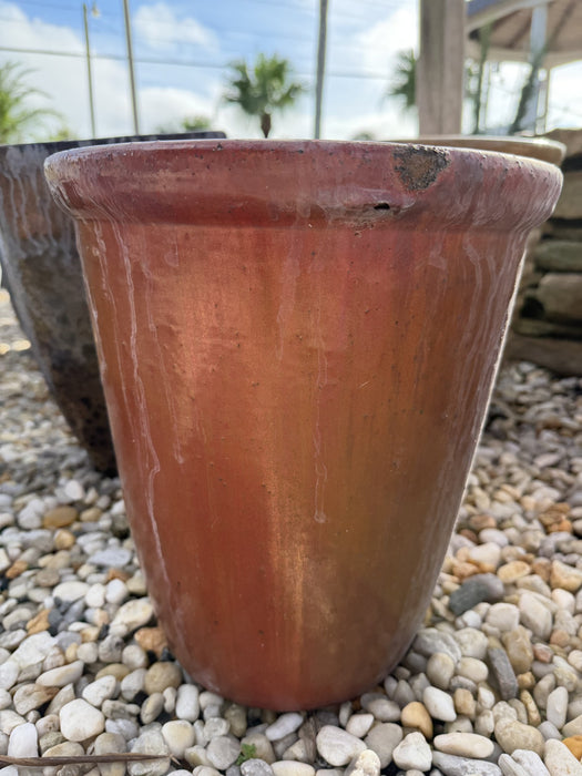 Medium Tall Glazed Orange Pot