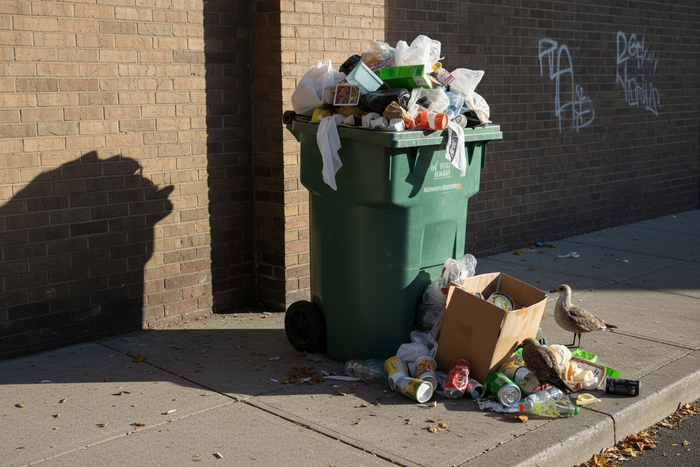 Picture of a full outside trash can