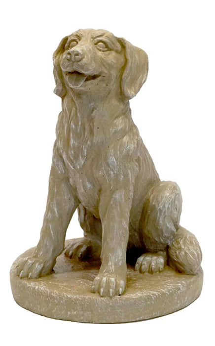 Statue - Sitting Golden Retriever on Base