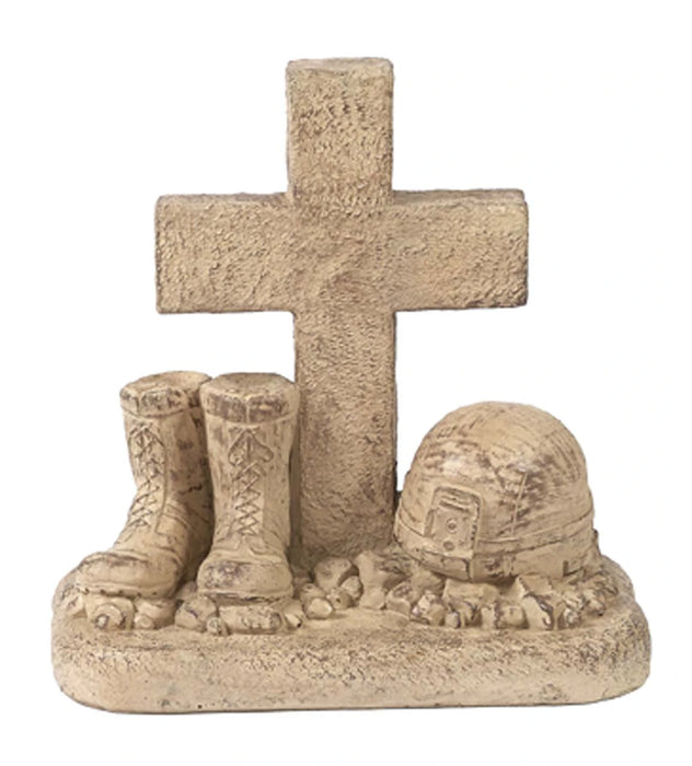 Statue - Soldier Boots/Helmet at Cross