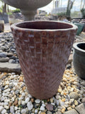 Small Tall Round Glazed Brown Pot