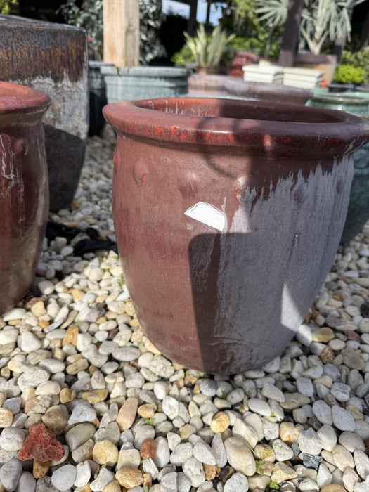 Medium Round Tall Glazed Brown Pot