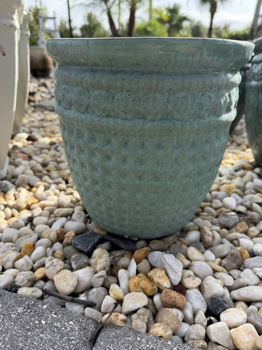Small Round Glazed Teal Pot
