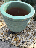 Small Round Glazed Teal Pot