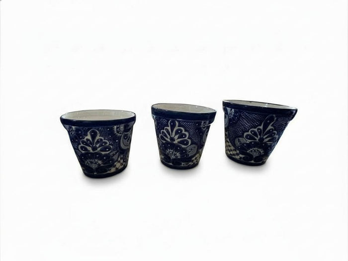 Set of 3 Blue and White Planters