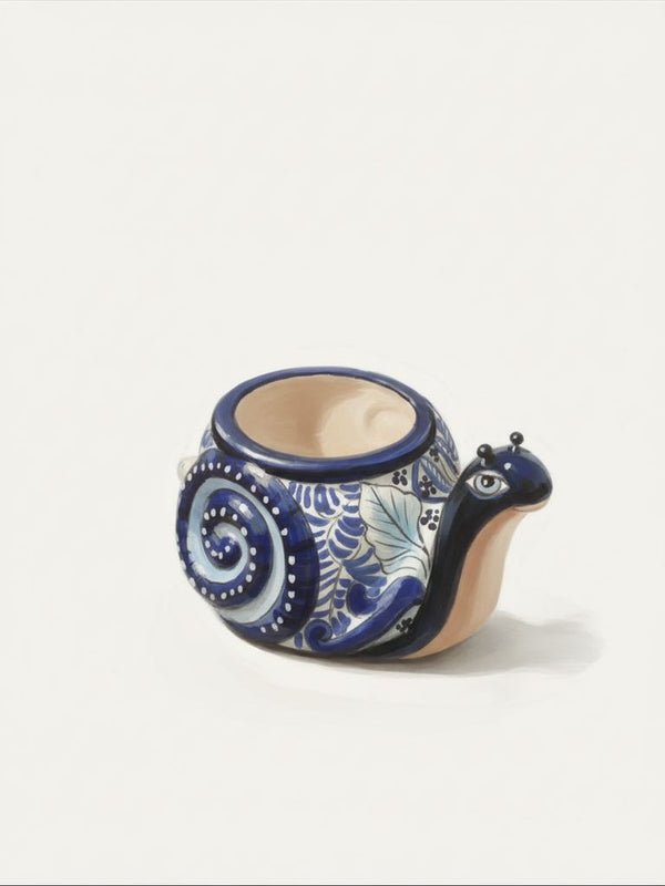 Blue and White Snail Planter