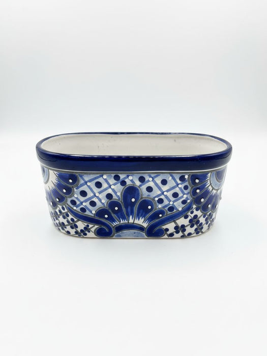 Small Oval Planter Blue and White
