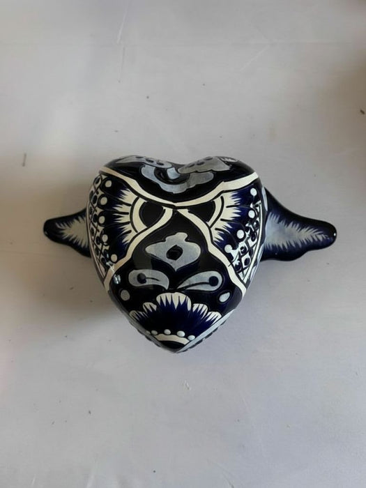 Blue and White Heart with Wings