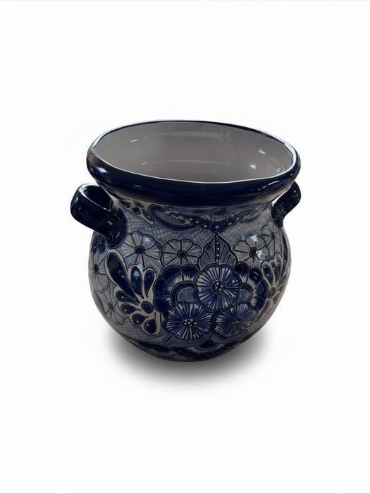 Planter with Handles Blue and White