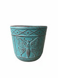 Large Pot with Texured Butterflys