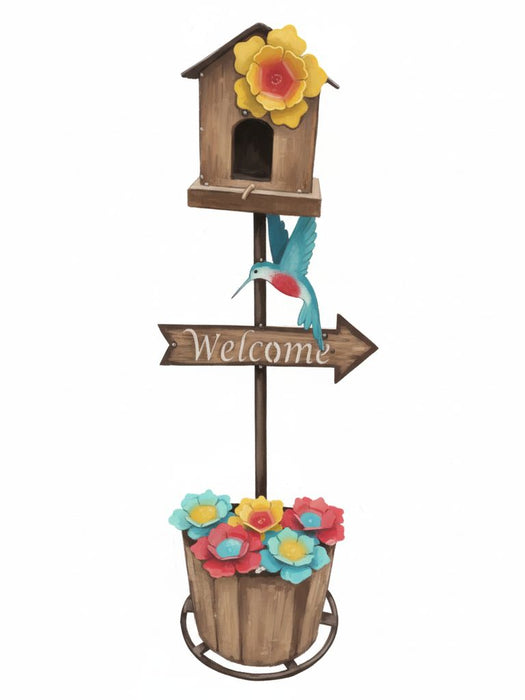 Welcome Sign with Humming Bird