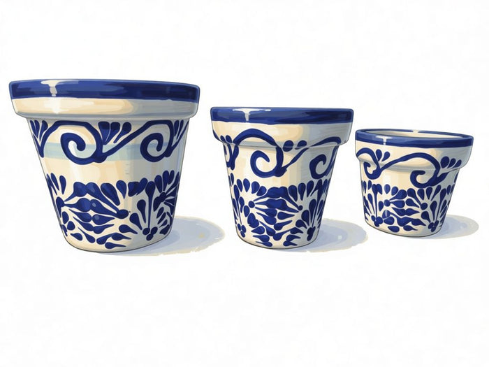 Tiny Blue and White Planters